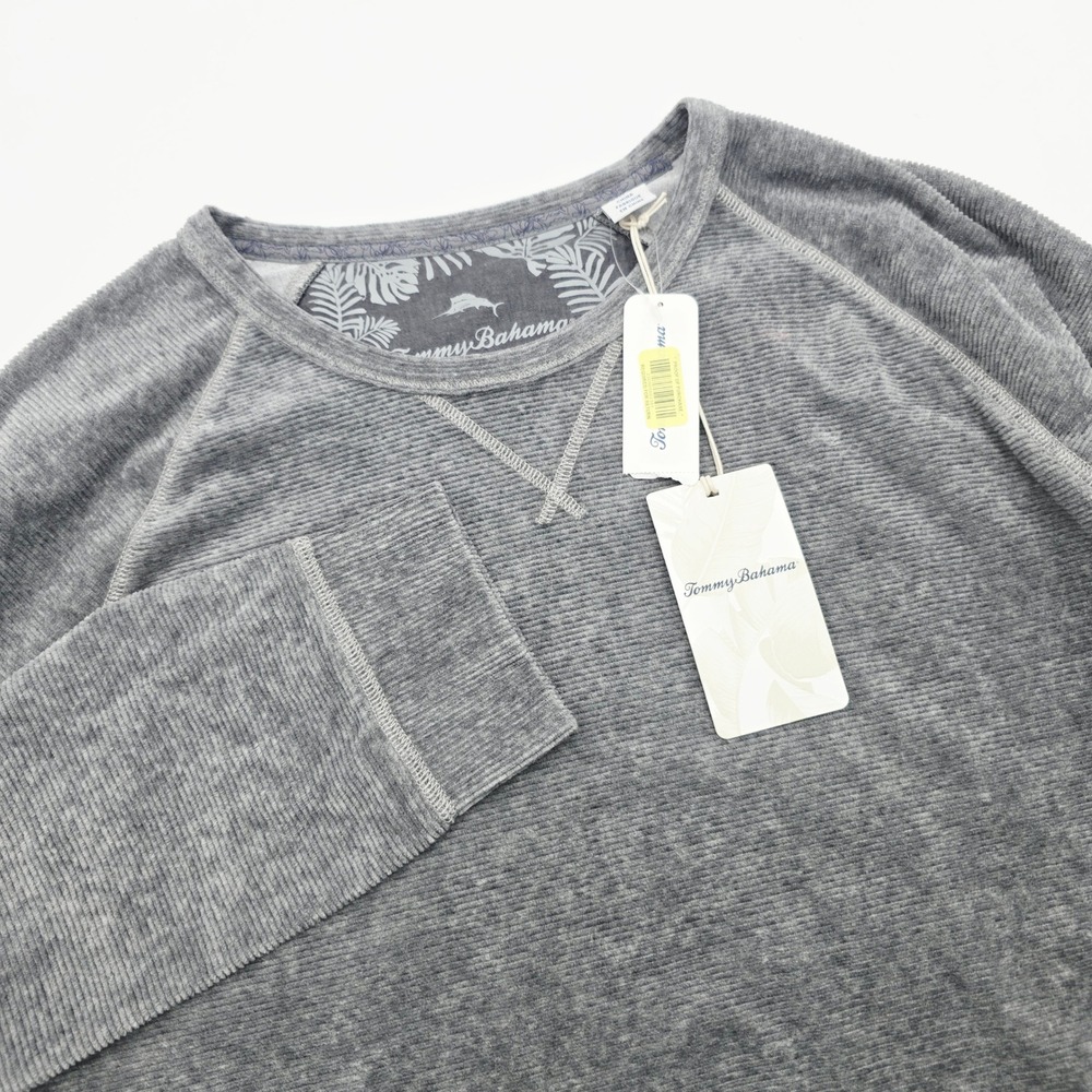 Tommy Bahama Men XL Stone Crest Charcoal Heather Long Sleeve Pullover Shirt NWT